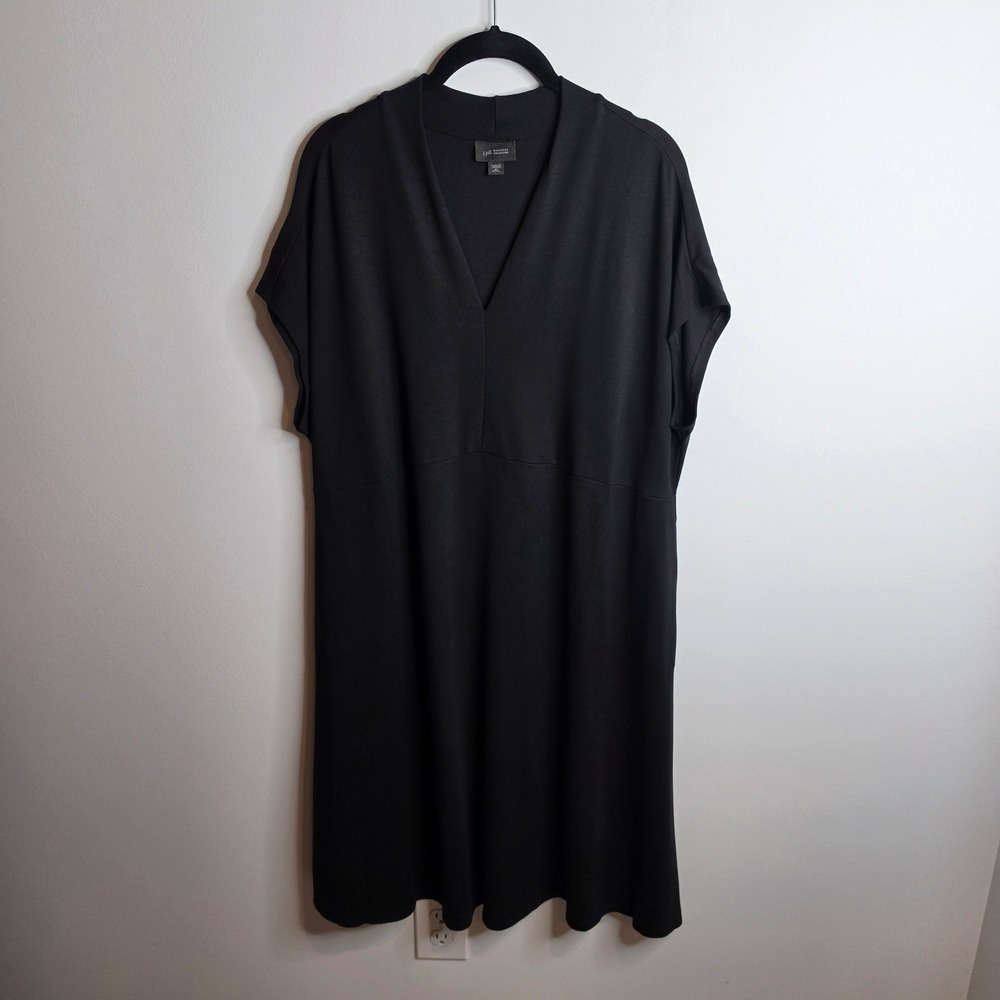 J. Jill Wearever Collection Knit V-Neck Pocket Dress Black Women XL Petite